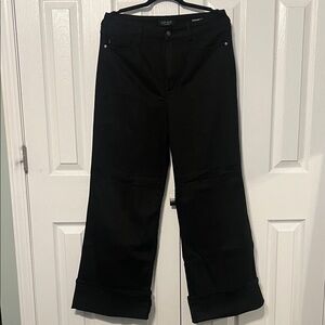 NWOT Judy Blue High Waist Retro Wide Leg Black Cuffed Denim Jeans Size 13/31